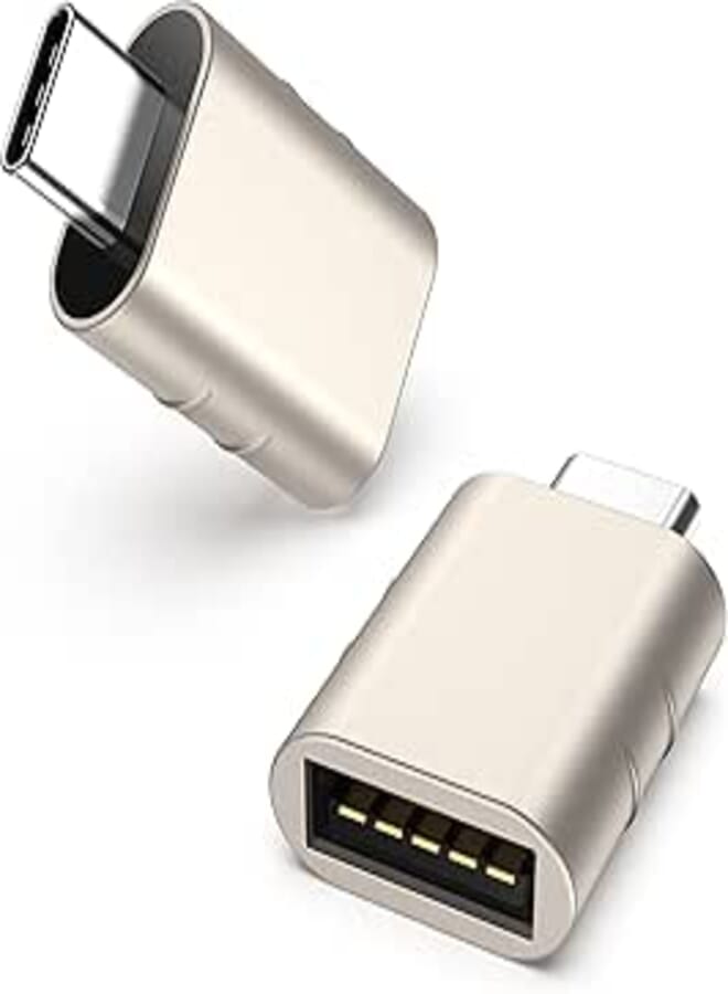 Syntech USB C to USB Adapter Pack of 2 USB C Male to USB3 Female Adapter Compatible with iPhone 16 Pro Max MacBook Pro Air 2023 iMac iPad Mini Pro, Other Type C or Thunderbolt 4/3 Devices, Starlight